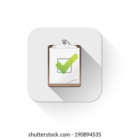 check list icon With long shadow over app button