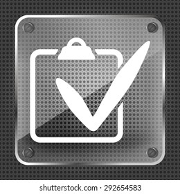 check list icon on a metallic background