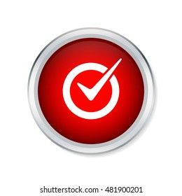 Check list icon on red round button - Vector