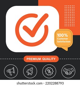 Check list icon. With orange and black background.