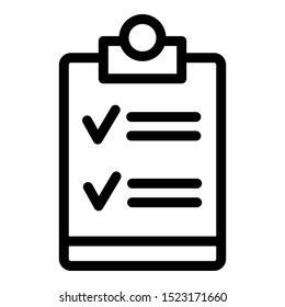 Check list icon. Outline check list vector icon for web design isolated on white background