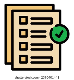 Check list icon outline vector. Store order. Online shopping color flat