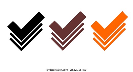 check list icon set. approved symbol, checked checkbox mark, checkmark set, editable line.