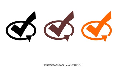 check list icon set. approved symbol, checked checkbox mark, checkmark set, editable line.