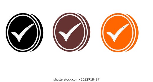 conjunto de ícones da lista de verificação. símbolo aprovado, marca da caixa de verificação marcada, conjunto de marcas de verificação, linha editável.