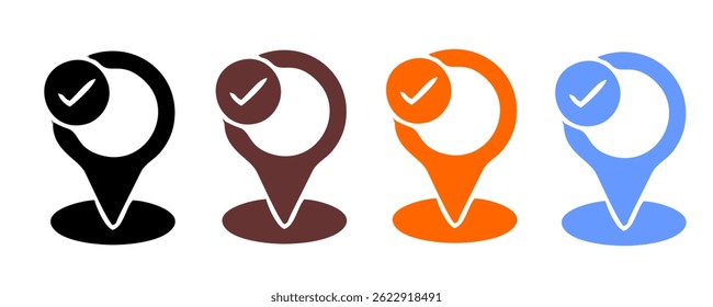 check list icon set. approved symbol, checked checkbox mark, checkmark set, editable line.