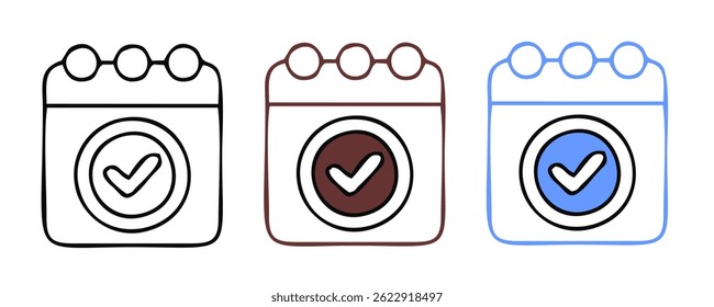 check list icon set. approved symbol, checked checkbox mark, checkmark set, editable line.