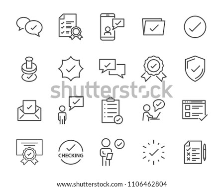 check list icon set, stamp icon, approval related