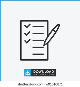 check list icon. simple outline check list vector icon. on white background.
