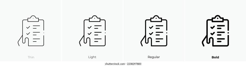 check list icon. Thin, Light Regular And Bold style design isolated on white background