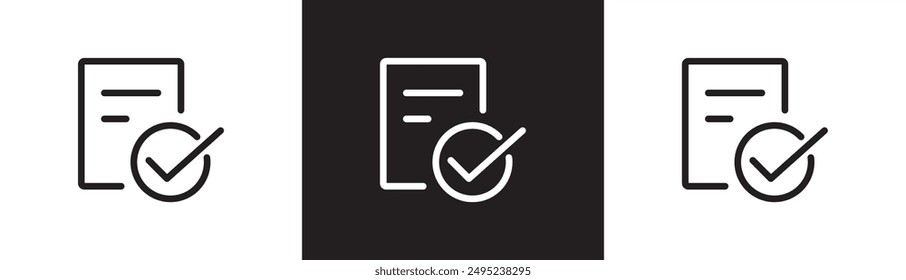 Check list icon vector, linear report icon. penalty icon, bill letter, warning vector illustration, outline and stroke style in transparent black and white background.