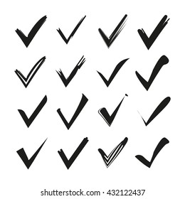 check list icons, check mark icons, hand drawn check signs