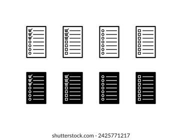 Check list icons set. Linear, check list with ticks set. Vector icons