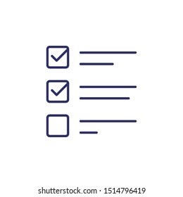 Check List isolated minimal single flat linear icon for application and info-graphic. Points line vector icon for websites and mobile minimalistic flat design