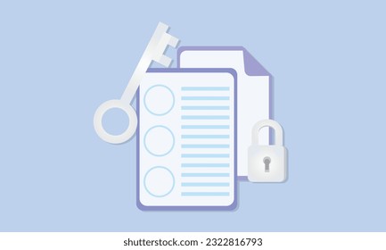 Check list with key takeaway. concept of highlight the main points.on blue background