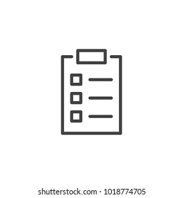 Check list line icon, outline vector sign, linear style pictogram isolated on white. Paper clipboard symbol, logo illustration. Editable stroke