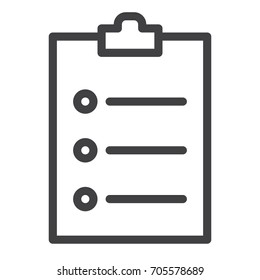 Check list line icon, outline vector sign, linear style pictogram isolated on white. Symbol, logo illustration. Editable stroke. Pixel perfect graphics
