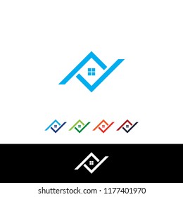Check List Logo with window Real estate Illustration Design Template, Suitable for Creative Industries, Technology, Multimedia, Education, Shops and related businesses.