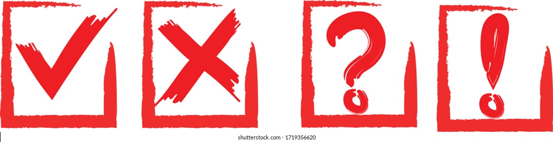 Check list marks, choice options, test, quiz or survey signs.Question, red X and green tick check marks, approval signs design.