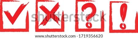 Check list marks, choice options, test, quiz or survey signs.Question, red X and green tick check marks, approval signs design.