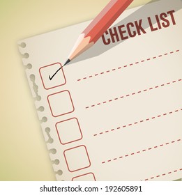 Check list note with pencil vector