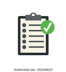 Check list in the notebook isolated on white. Vector illustration