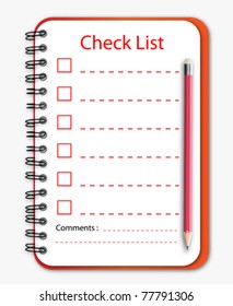 Check list notebook pencil