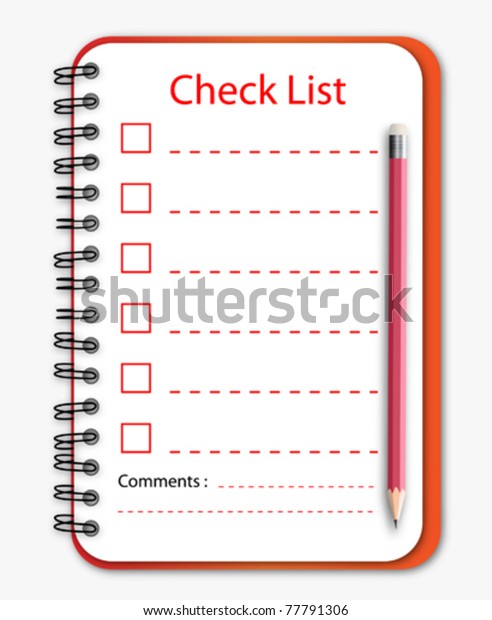 Check List Notebook Pencil Stock Vector (Royalty Free) 77791306 ...