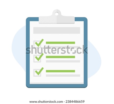 Check list on clipboard with three check boxes, vector eps10 illustration
