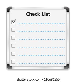 Check list on whiteboard, vector eps10 illustration