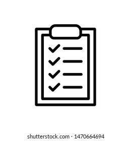 Check list outline icon. To do list with marks. Clipboard vector pictogram