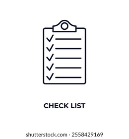 check list outline icon. Linear vector from ai and tech concept. Thin line check list icon isolated on white background
