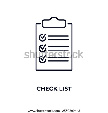 check list outline icon. Linear vector from education concept. Thin line check list icon isolated on white background