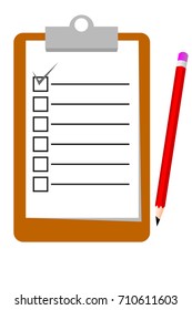 Check list Paper and Pencil, Isolated on White