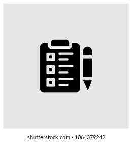 Check list and pen vector icon in trendy flat style isolated on grey background