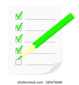 Check list and pencil.