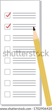 Check list and pencil icon. Vector illustration.