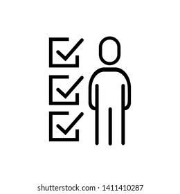 Check list with people icon. Head Hunting Related Vector Line Icons