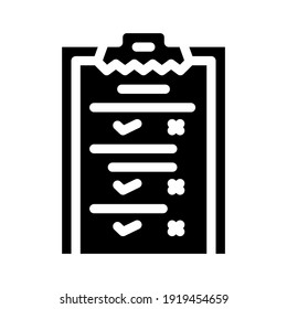 check list or questionnaire call center glyph icon vector. check list or questionnaire call center sign. isolated contour symbol black illustration
