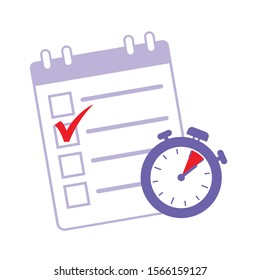 Check list and stopwatch logo template. To do plan or project management illustration