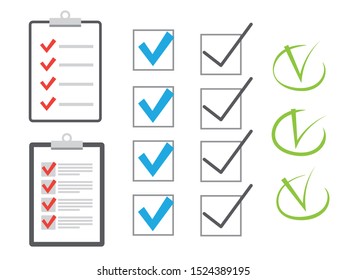Check list symbol right mark. Clipboard and check marks.
