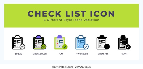 Símbolo de la lista de verificación. símbolo del icono del Vector. ilustración del logotipo. Vector