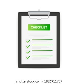Check List tablet on white background. Ok sign. Vector illustration.