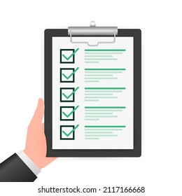 Check List tablet on white background. Ok sign. Vector illustration