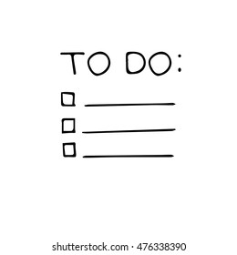 Check list, task list, to do list vector icon with check marks and check boxes hand drawn in a doodle style. Isolated on white background. Outline.