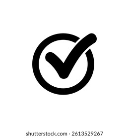Check List, Tick Mark, Checkmark Vote Solid Flat Vector Icon Isolated on White Background.