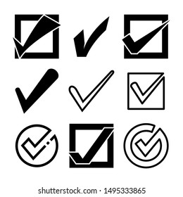 check list and tick symbols set