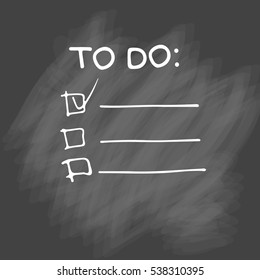 Check list vector icon. Hand drawn task list . check marks and check boxes .  To do list isolated on white background. Outline. Doodle. Chalk