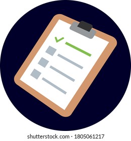 Check list vector icon. Note vector illustration. Isolated on navy background.