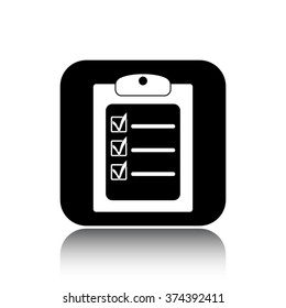 check list vector icon on black button with reflection
